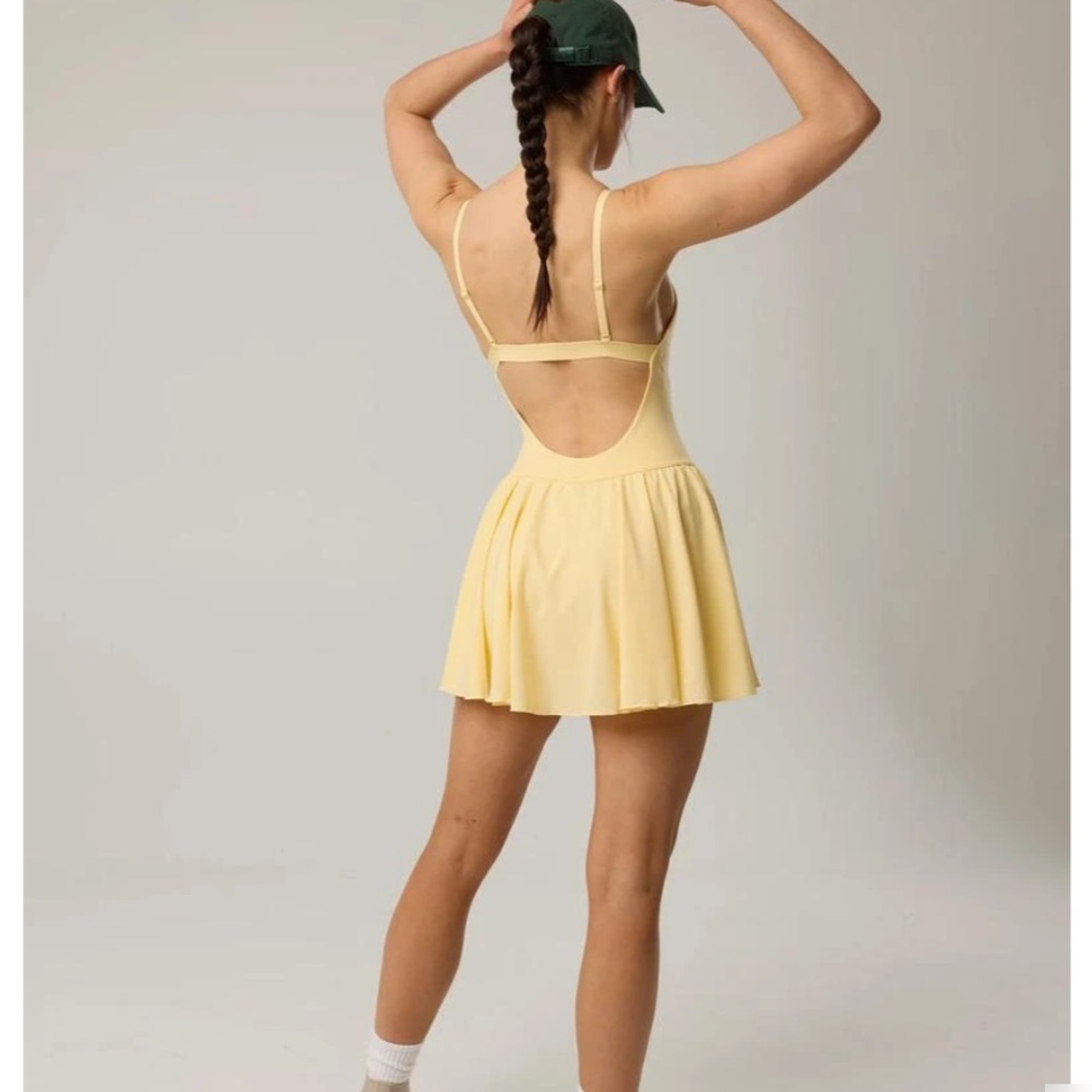 Aerie OFFLINE Real Me Apron Mini Dress Yellow NWT FLAW - Picture 2 of 7
